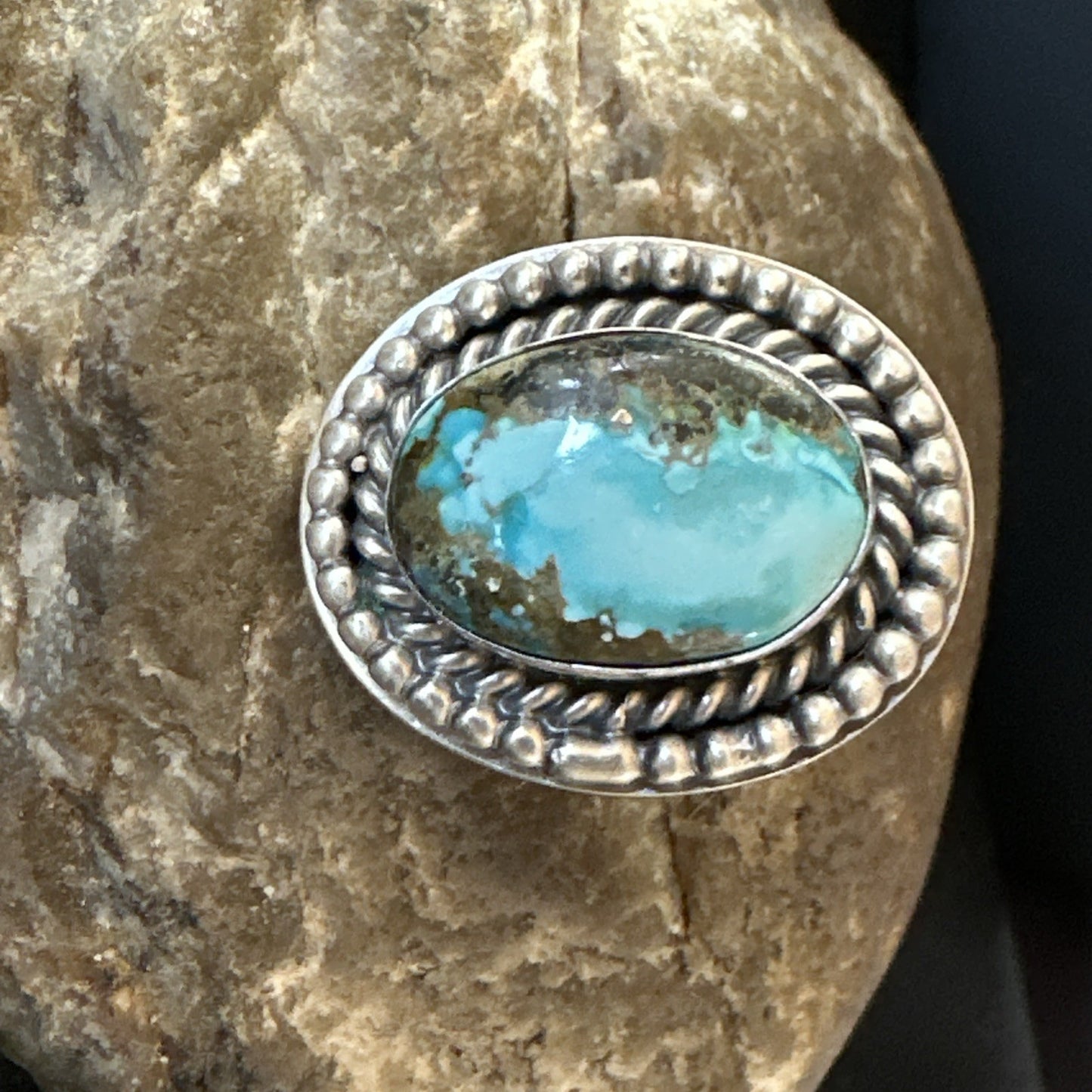 Navajo Sterling Silver Blue Royston Turquoise Ring Size 7 19631
