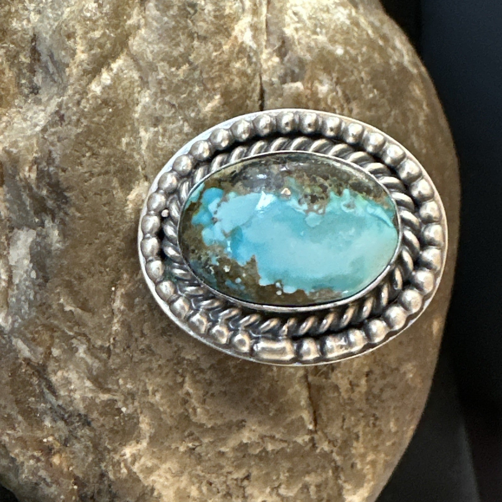 Navajo Sterling Silver Blue Royston Turquoise Ring Size 7 19631
