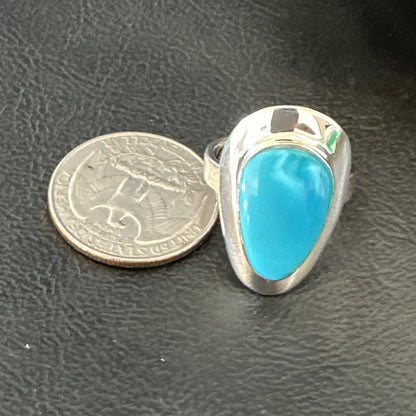 Southwestern Sterling Silver Blue Kingman Turquoise Ring Size 8 18519