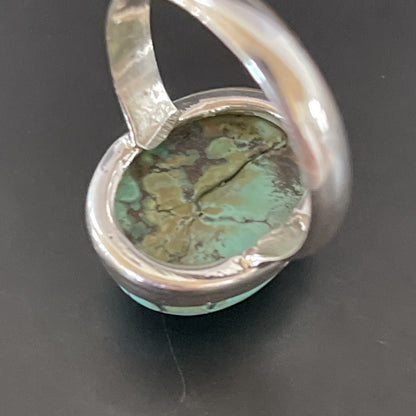 Blue Spiderweb Turquoise Navajo Sterling Silver Ring Size 6.5 11439