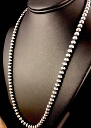 Navajo Pearls 7mm Bead Necklace 16"-32" | Sterling Silver | Authentic Native American Handmade | 10036