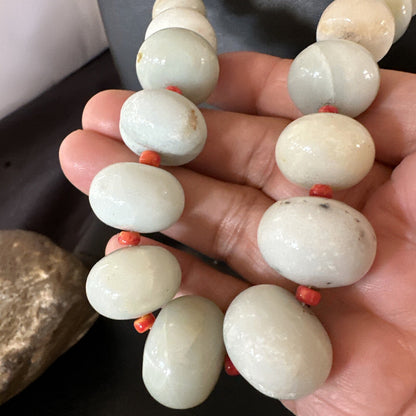 Blue Amazonite Orange Spiny Navajo Sterling Silver Bead Necklace 23” 18074