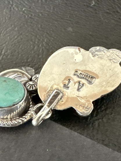 Native Navajo Blue Dry Creek Turquoise Sterling Silver Dangle Earrings 2” 17920