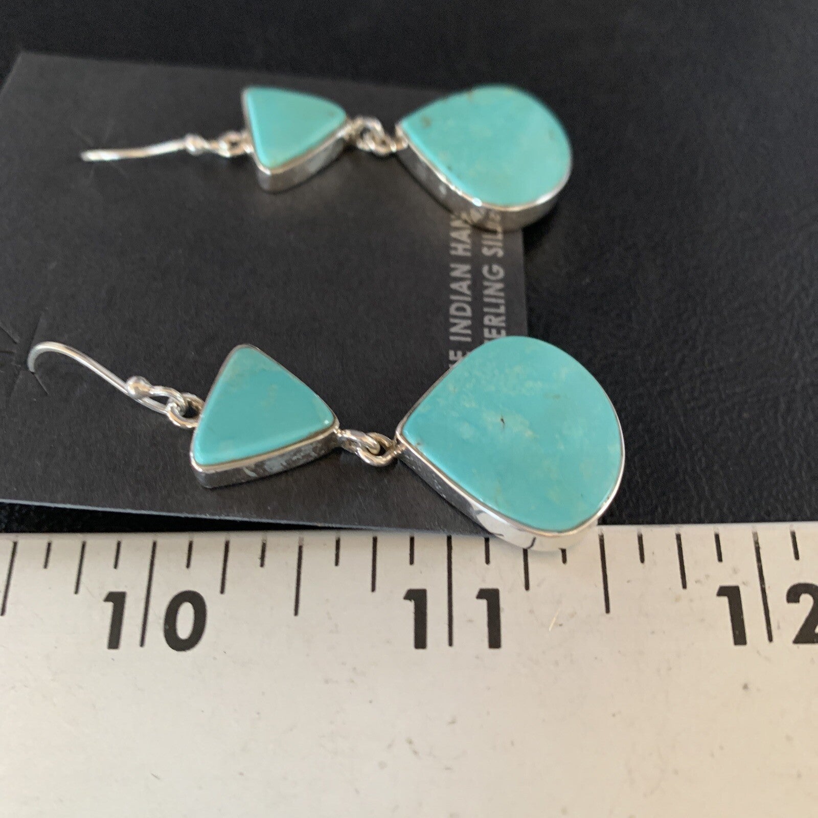 Kingman Turquoise Navajo Sterling Silver Dangle Earrings 1.5" 14011