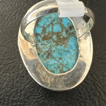 Blue Turquoise#8 Southwestern Sterling Silver Ring Size 7 19731