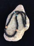 Black Onyx Turquoise Navajo Necklace 18" | Sterling Silver | Authentic Native American Handmade | 10020