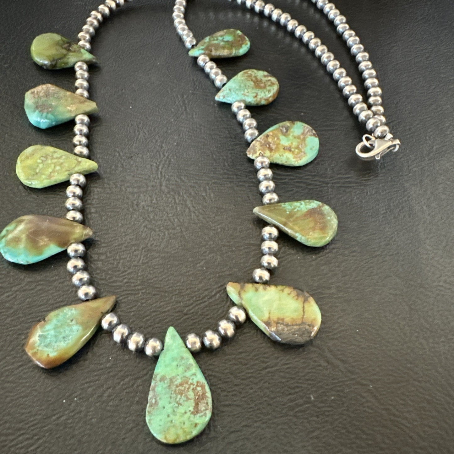 Navajo Pearls Sterling Silver Royston Turquoise 20" Necklace 00484