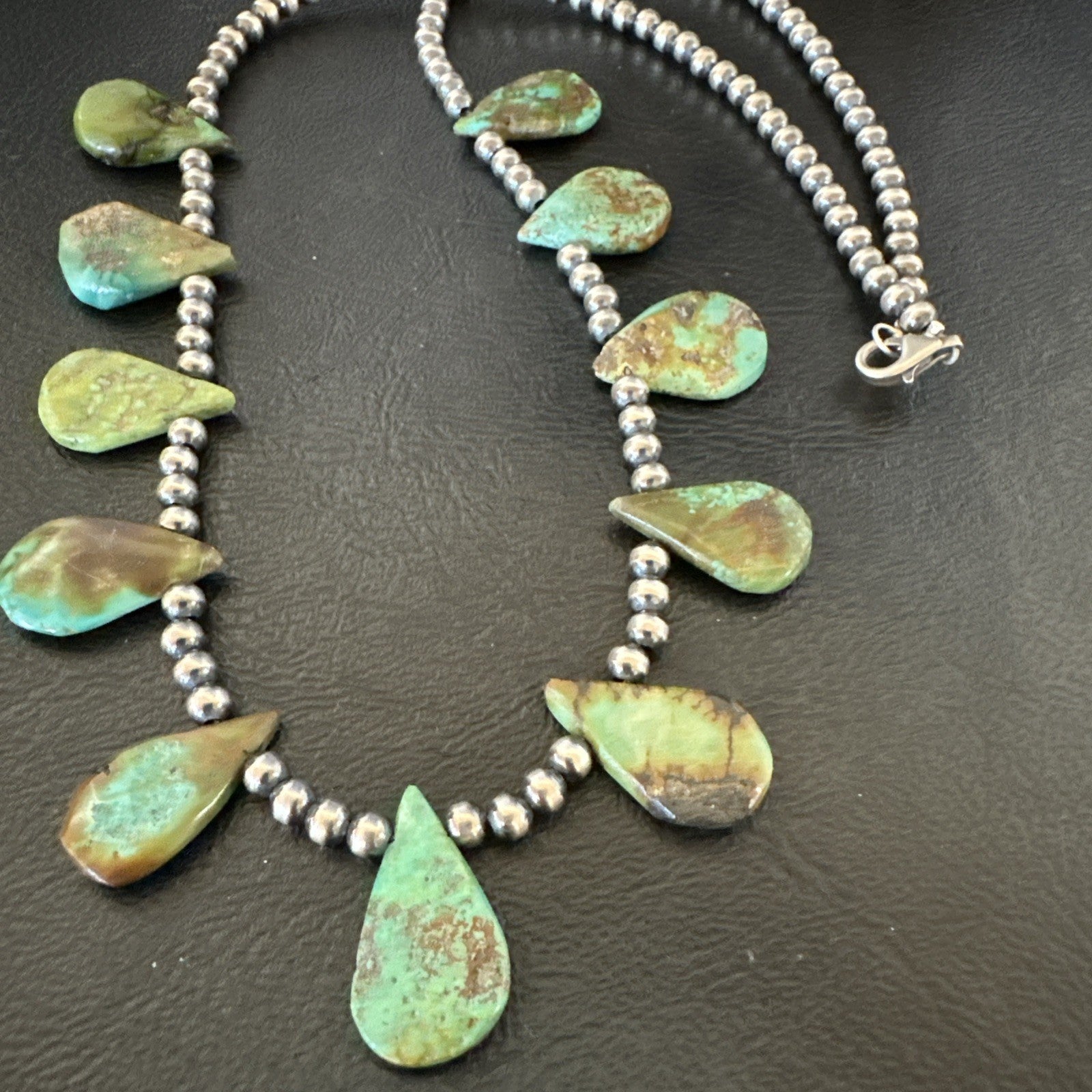 Navajo Pearls Sterling Silver Royston Turquoise 20" Necklace 00484