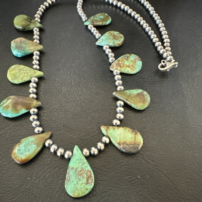 Navajo Pearls Sterling Silver Royston Turquoise 20" Necklace 00484