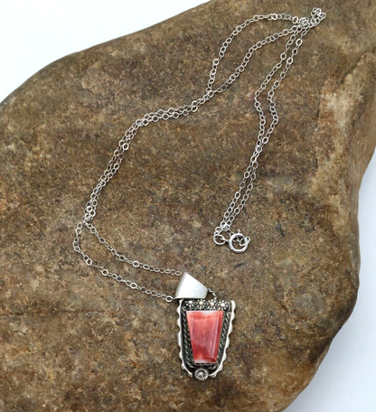 Spiny Oyster Pendant Navajo Sterling Silver Chain Necklace 2621