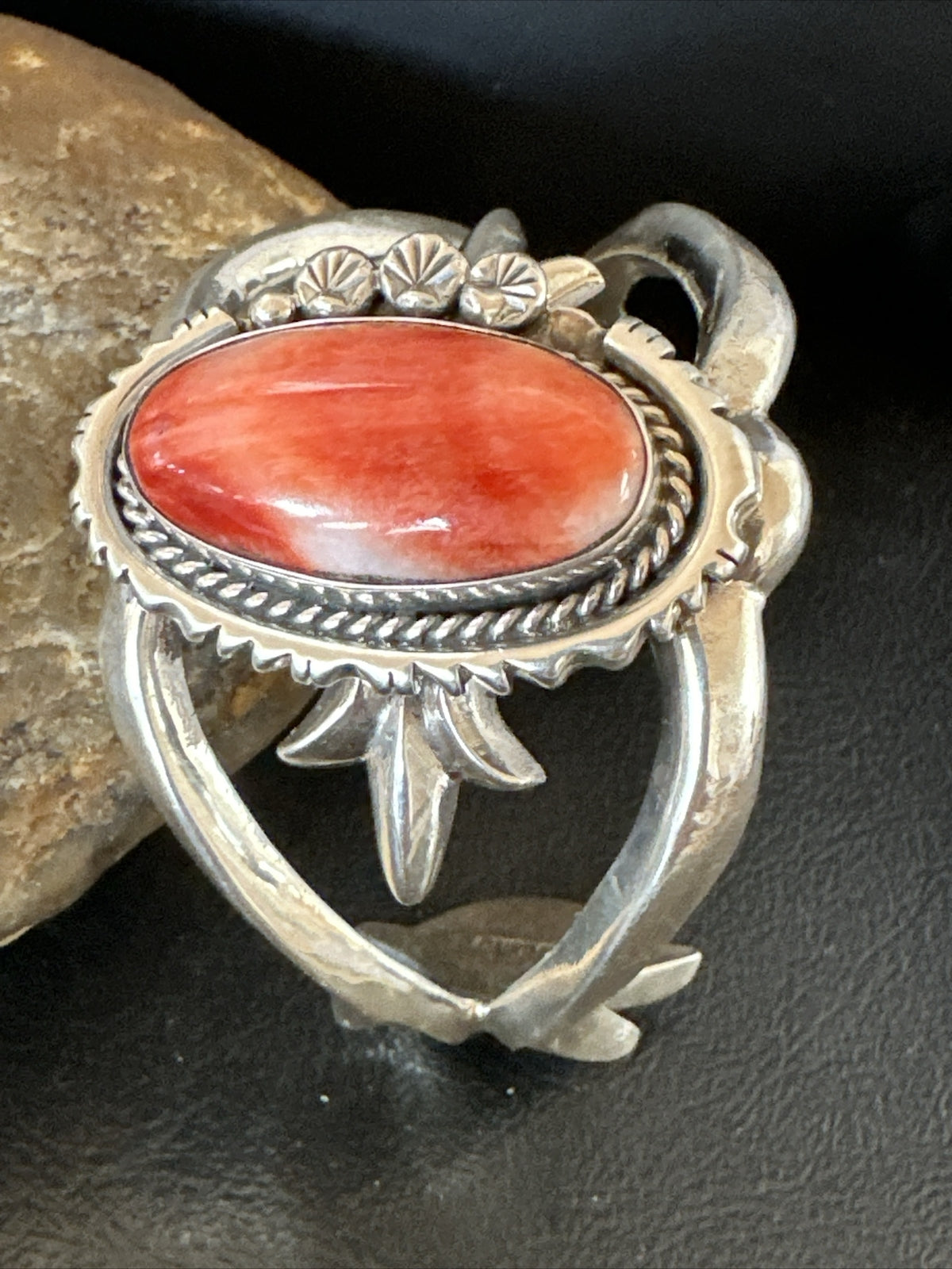 Red Spiny Oyster Navajo Sterling Silver Cuff Bracelet 17704