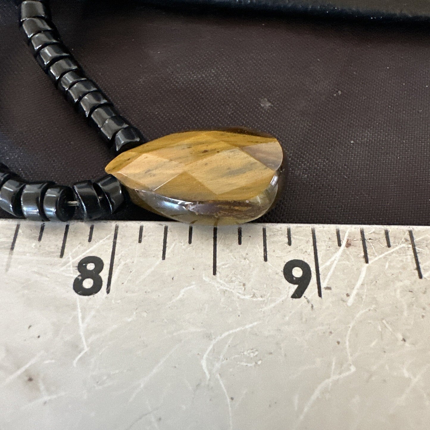 Coffee Brown Tigers Eye Black Onyx Sterling Silver Pendant Necklace 20" 18356