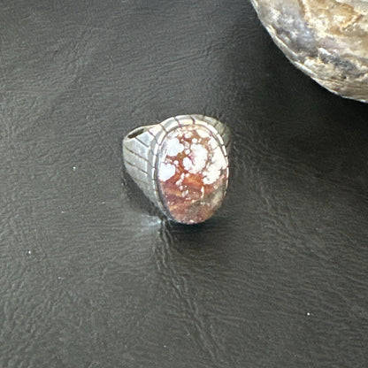 Mens Wild Horse Turquoise Southwestern Sterling Silver Ring Size 9 17792