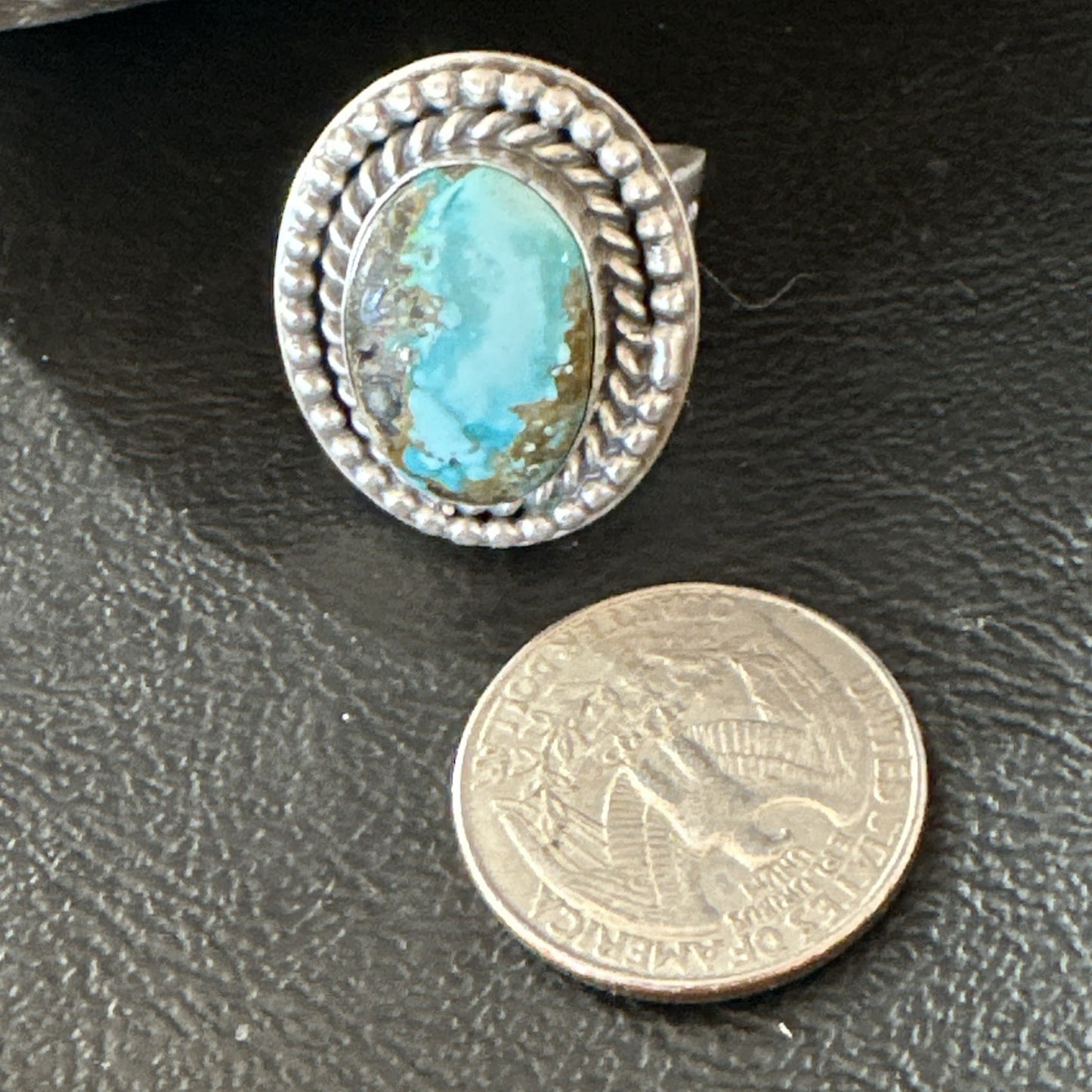 Navajo Sterling Silver Blue Royston Turquoise Ring Size 7 19631