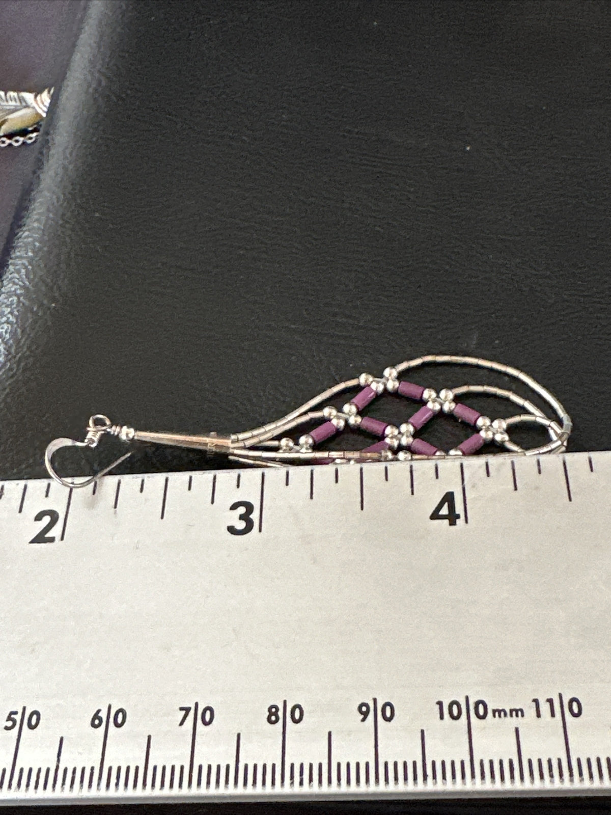 Stone 3 Strand Heishi Liquid Sterling Silver Dangle Earrings 17738