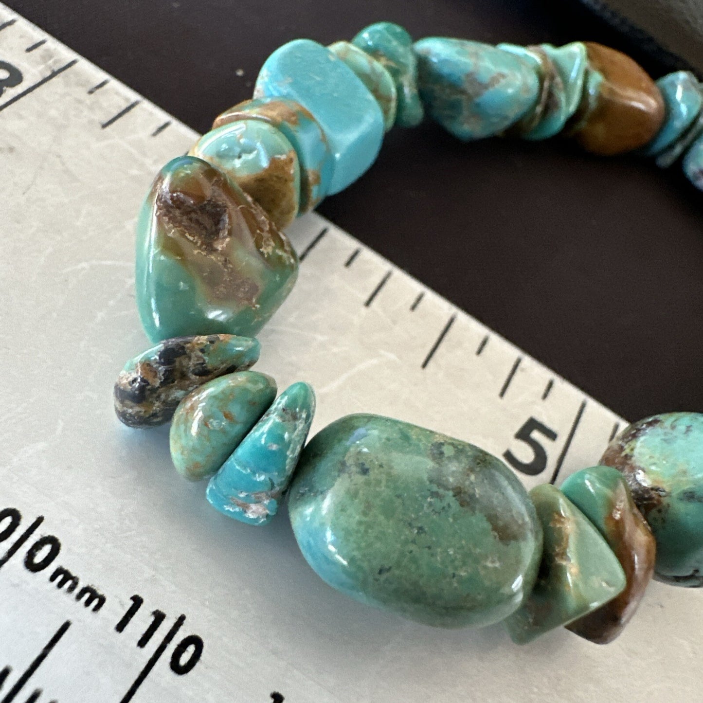 Mens Womens Blue Green Turquoise Stretch Stone Friendship Bracelet 7" 18857
