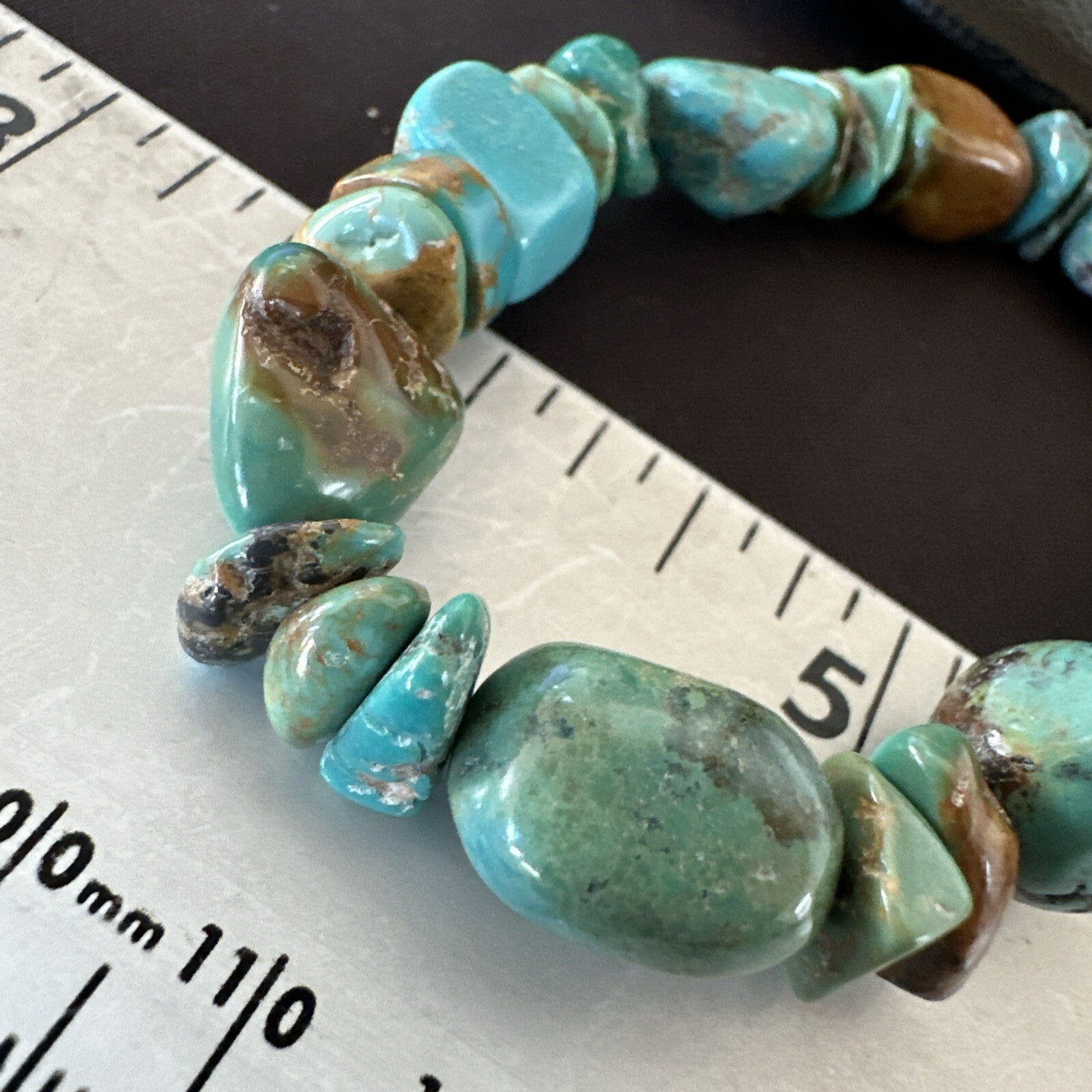Mens Womens Blue Green Turquoise Stretch Stone Friendship Bracelet 7" 18857