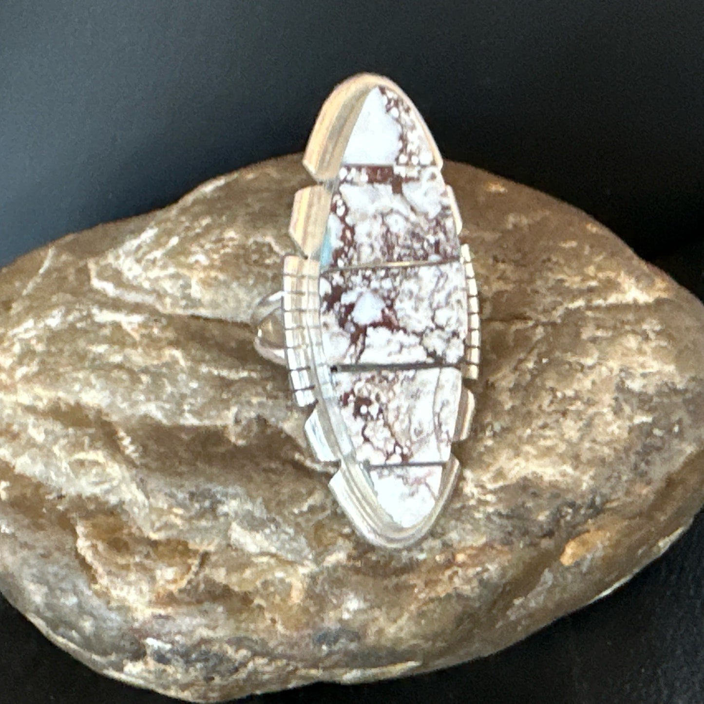 Mens Womens Wild Horse Turquoise Inlay Navajo Sterling Silver Ring Sz 9 19110