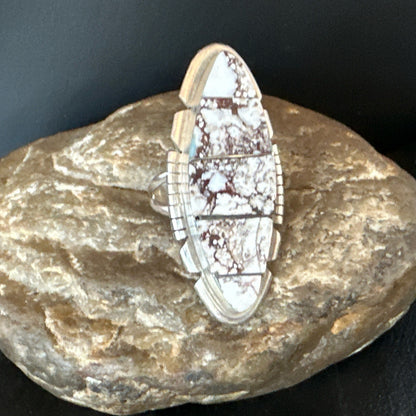 Mens Womens Wild Horse Turquoise Inlay Navajo Sterling Silver Ring Sz 9 19110