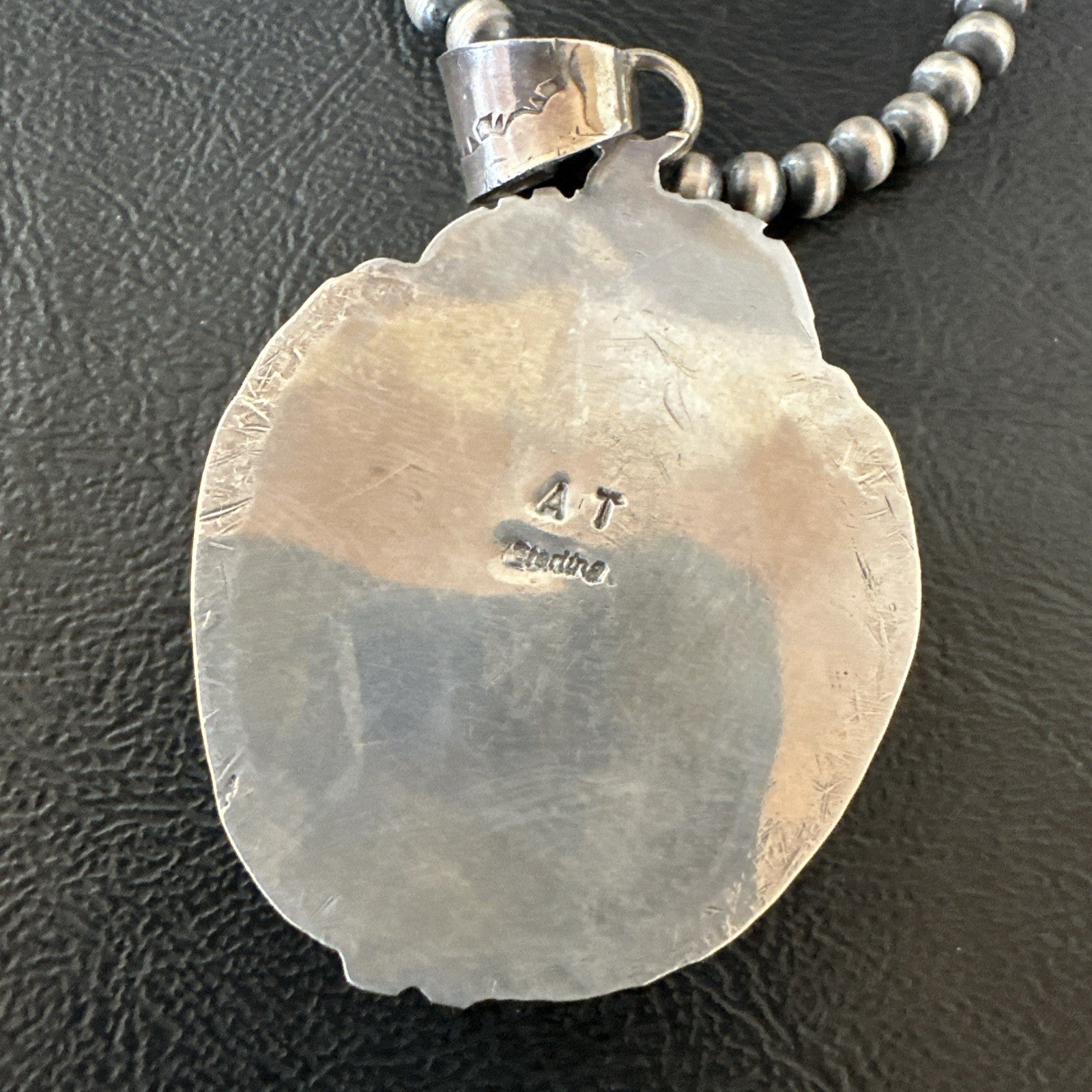 WoMens Navajo Sterling Silver Blue Spiderweb Turquoise Necklace Pendant 19297
