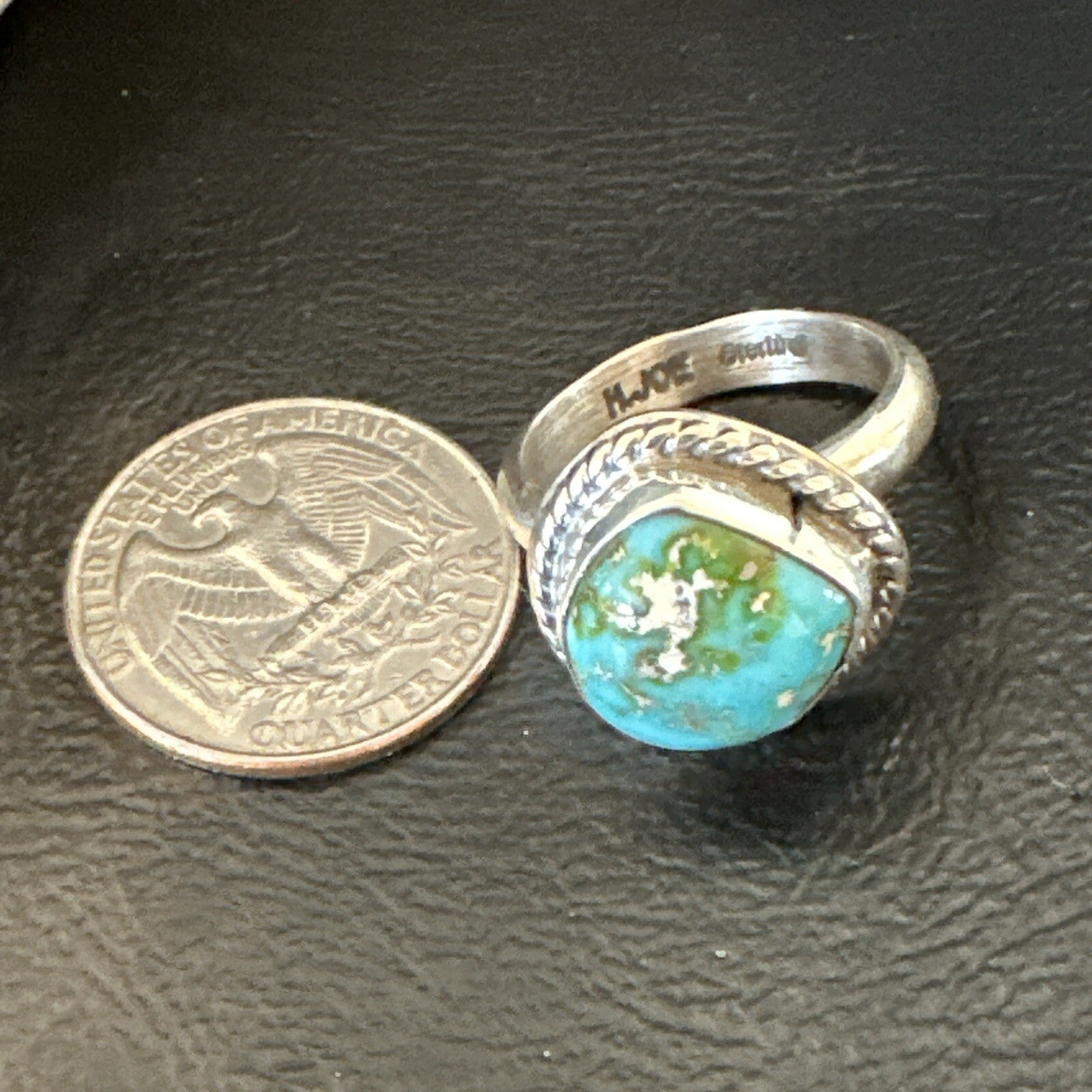 Womens Blue Sonoran Turquoise Navajo Sterling Silver Ring Size 9 18001