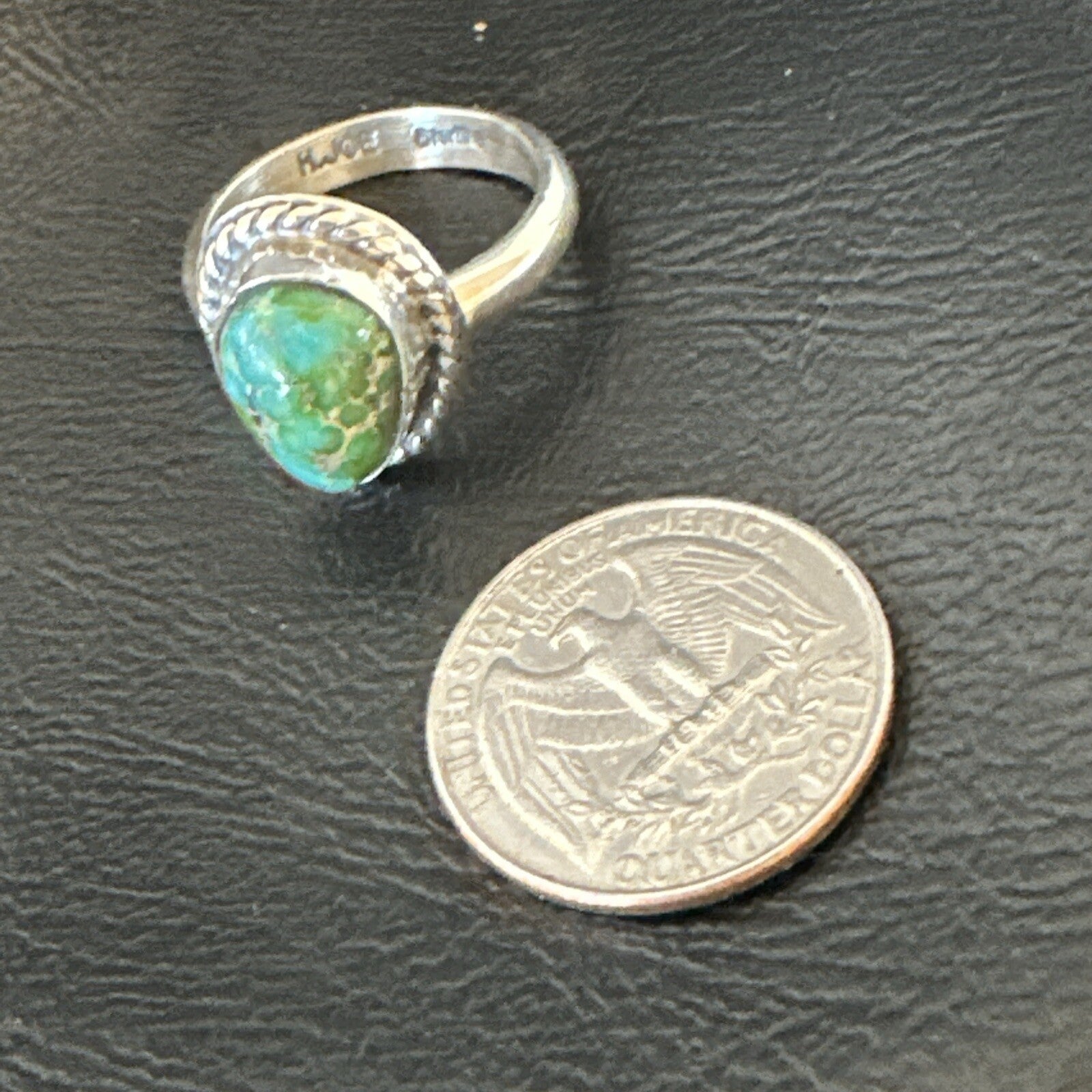 Womens Blue Sonoran Turquoise Navajo Sterling Silver Ring Size 10 18003