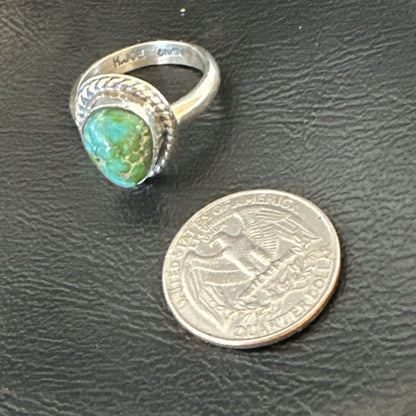 Womens Blue Sonoran Turquoise Navajo Sterling Silver Ring Size 10 18003