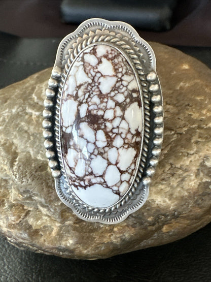 Mens Womens Wild Horse Turquoise Navajo Sterling Silver Ring Sz 8 18722