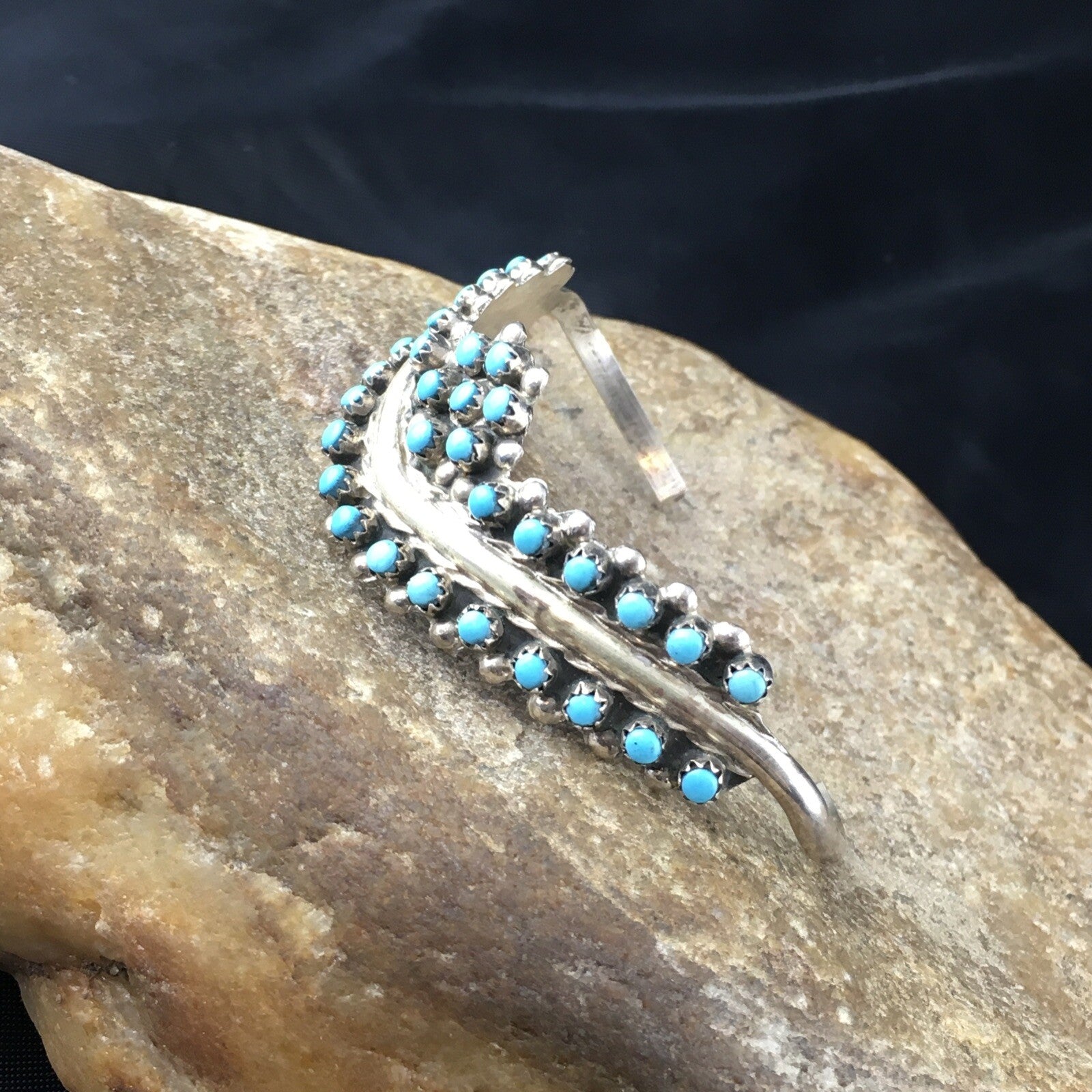 Children Blue Turquoise Petite Point Zuni Sterling Bracelet 01990