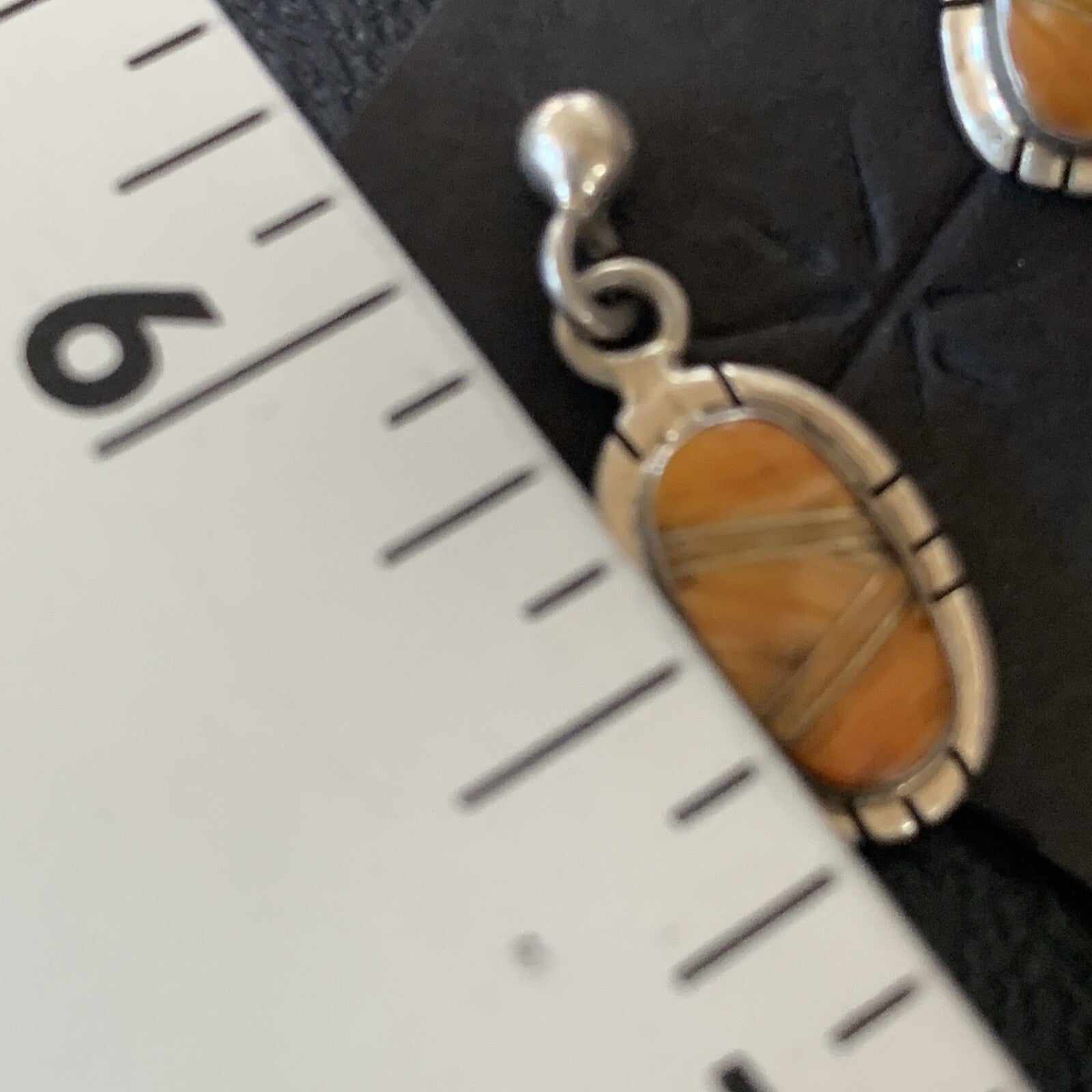Orange Spiny Oyster Navajo Sterling Silver Dangle Inlay Earrings 12680