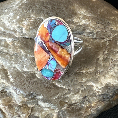 Turquoise Spiny Oyster Navajo Sterling Silver Ring Size 8 18213