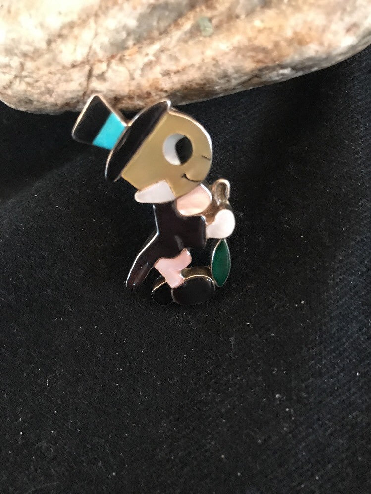Collectible Zuni Sterling Silver Disney Jiminy Pin Pendant Vintage Old Pawn