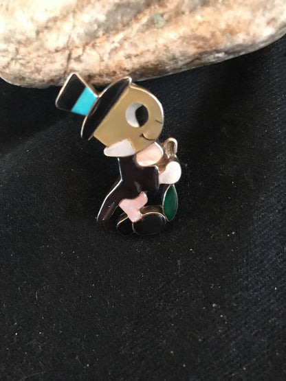 Collectible Zuni Sterling Silver Disney Jiminy Pin Pendant Vintage Old Pawn