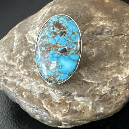 Blue Turquoise#8 Southwestern Sterling Silver Ring Size 7 19738