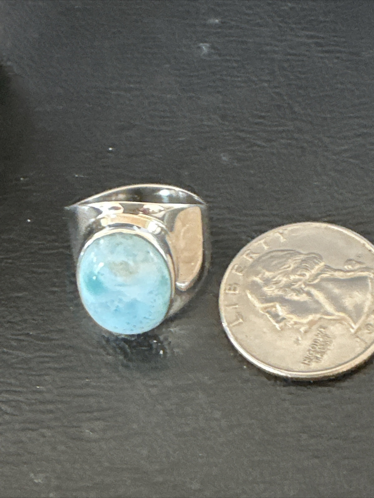 Womens Blue Larimar Navajo Sterling Silver Ring Size 9 17673