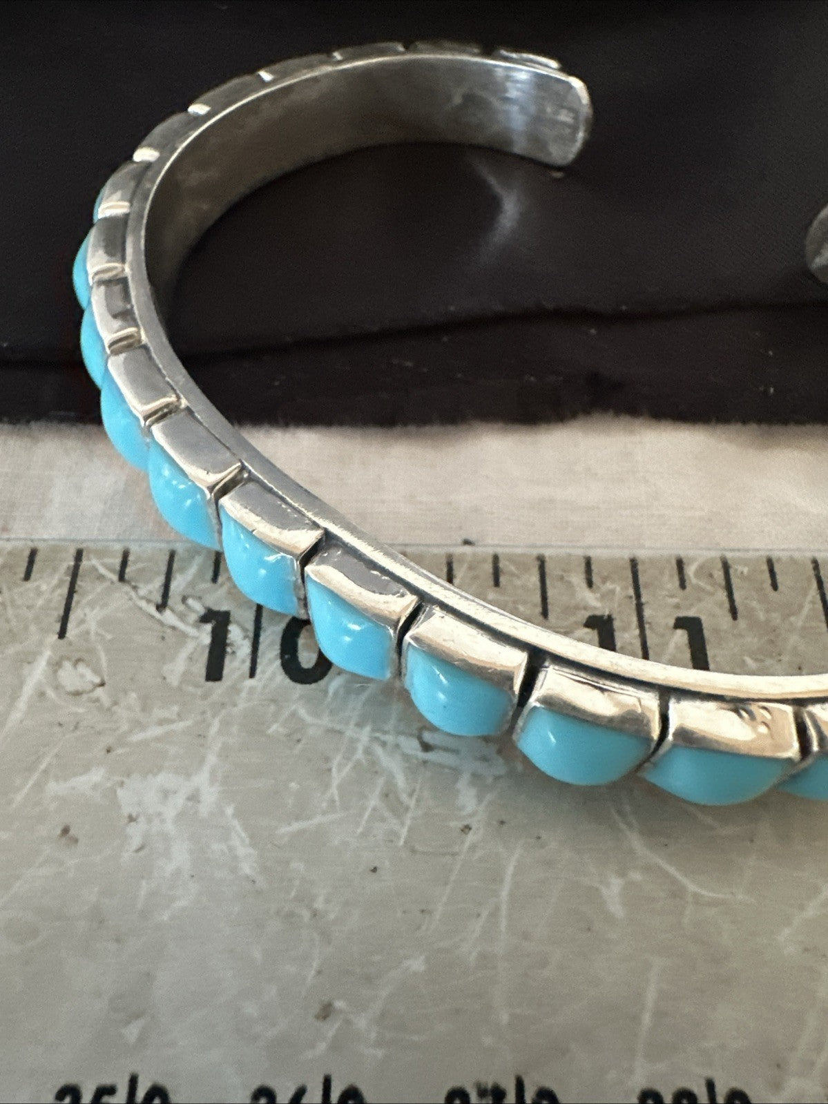 Blue Kingman SB Turquoise Navajo Sterling Silver Cuff Bracelet 8" 19070