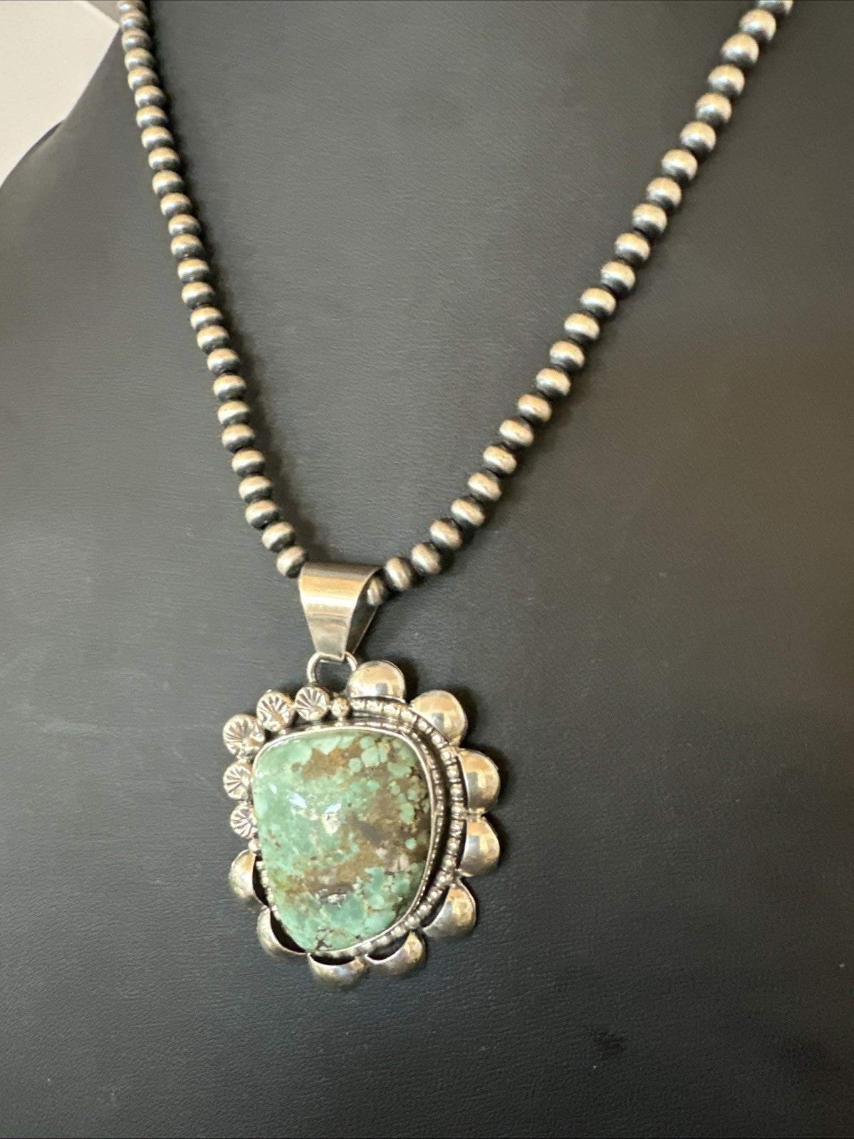 Men Women Green Royston Turquoise Pendant Navajo Sterling Yazzie 19567