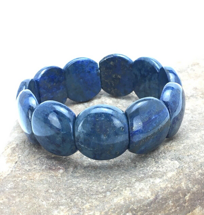 Blue Lapis Bead Stretch Bracelet 7.25" 03015