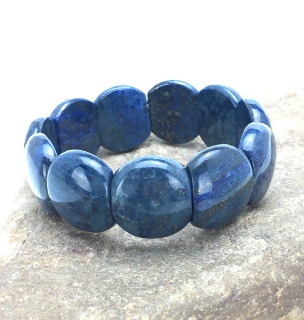 Blue Lapis Bead Stretch Bracelet 7.25" | Authentic Native American Handmade | 03015