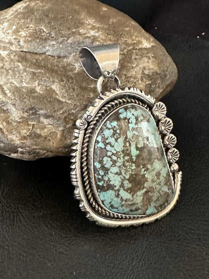 XL Men Women Blue Turquoise Pendant Navajo Sterling Yazzie 19526