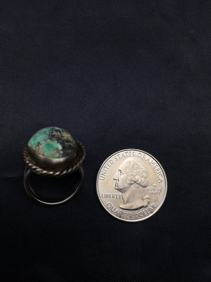 Native Blue Turquoise Navajo Sterling Silver Old Pawn Ring Sz 4.25 4408