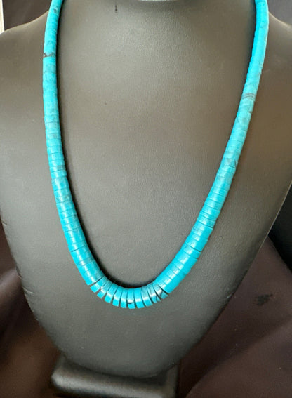 Santo Domingo Stabilized Blue Turquoise 20” Necklace 18469