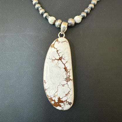 Mens Womens Wild Horse Turquoise Pendant Navajo Sterling Silver Necklace 19572