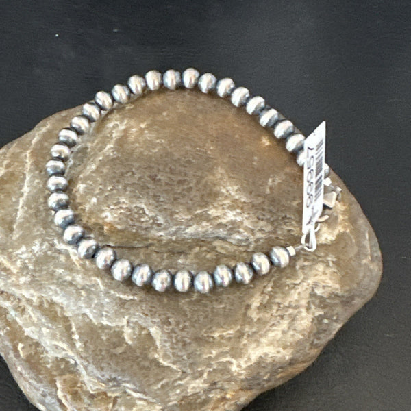Navajo 5mm Beads 7"Bracelet | Sterling Silver | Authentic Native American Handmade | 99957