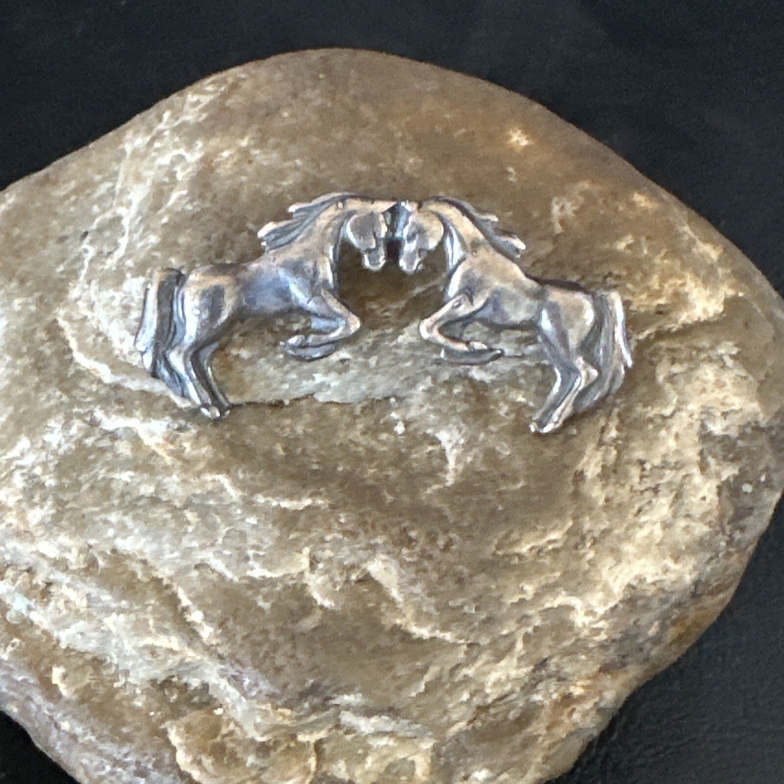 Galloping Horses Pendant Navajo Sterling Silver 2” 15453