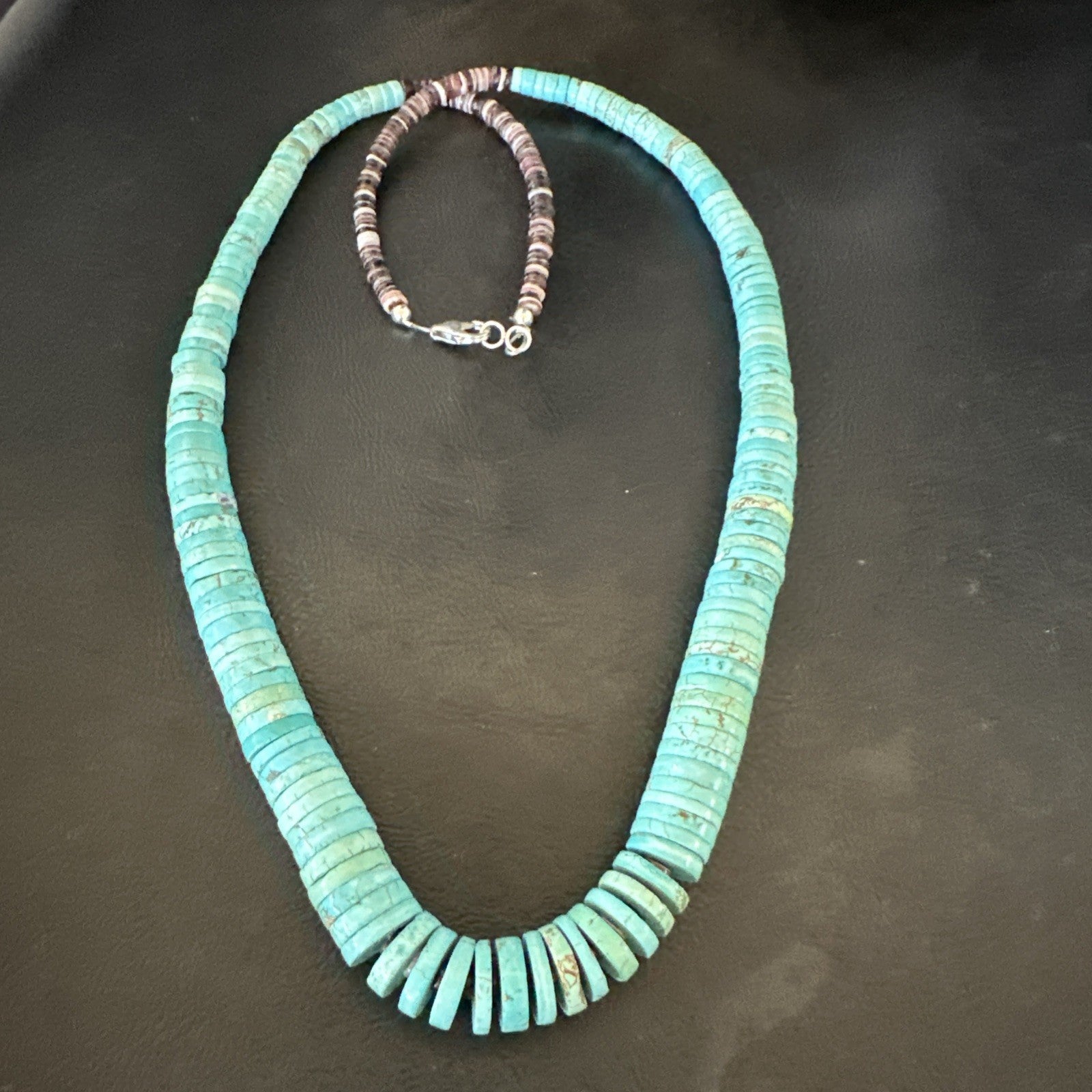 Santo Domingo Stabilized Blue Turquoise Necklace 26” 19599