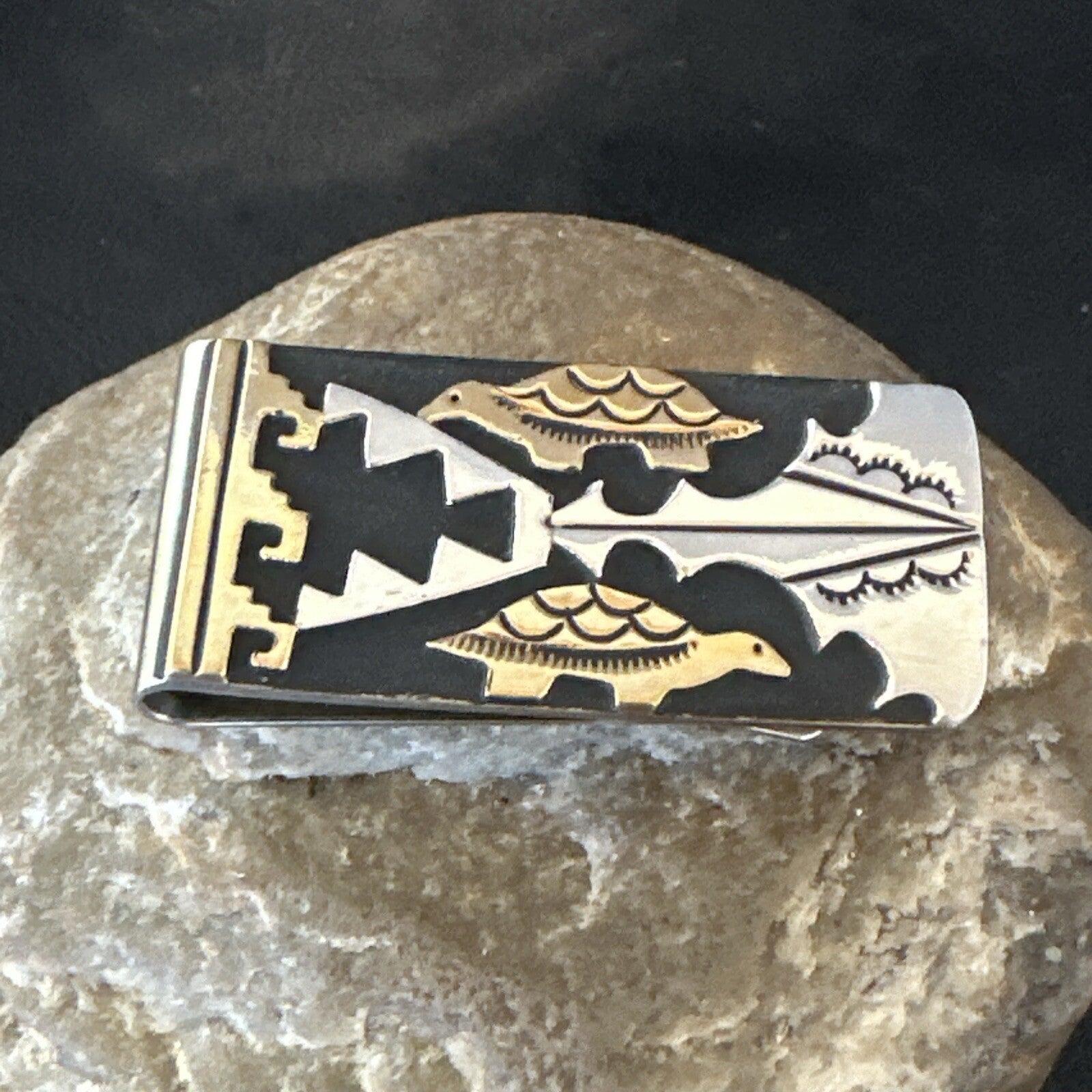 Money Clip Turtles Credit Card Holder Navajo Sterling Silver T&R Singer 17825