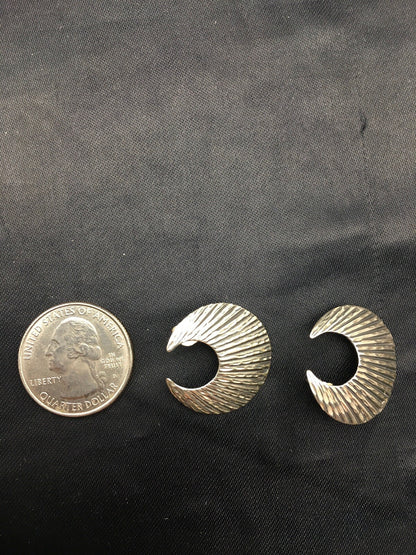 Crescent Indian Navajo Sterling Silver Stud Earrings 1" 04487
