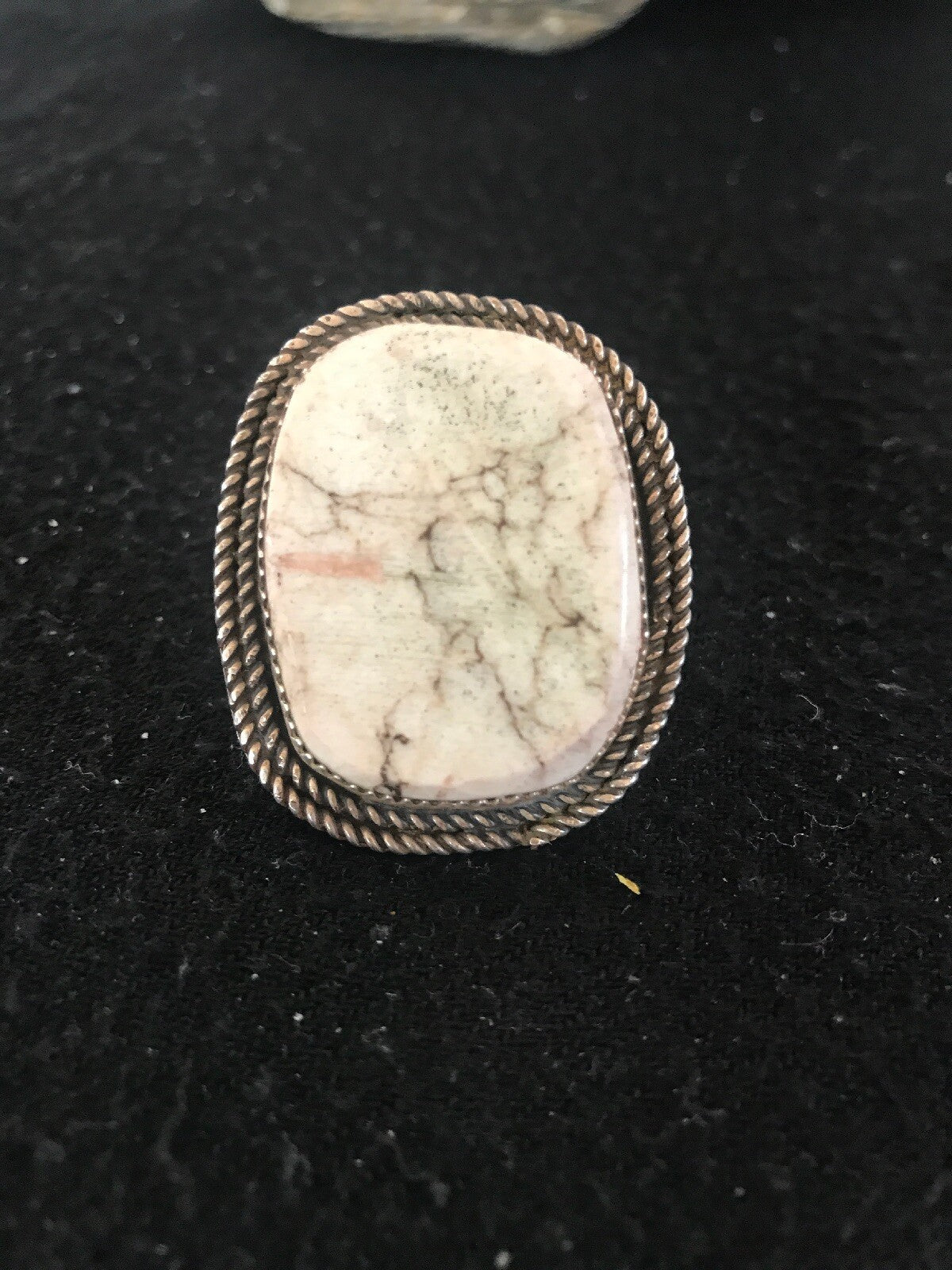 White Wild Horse Turquoise Navajo Sterling Silver Ring Size 5.5 2937