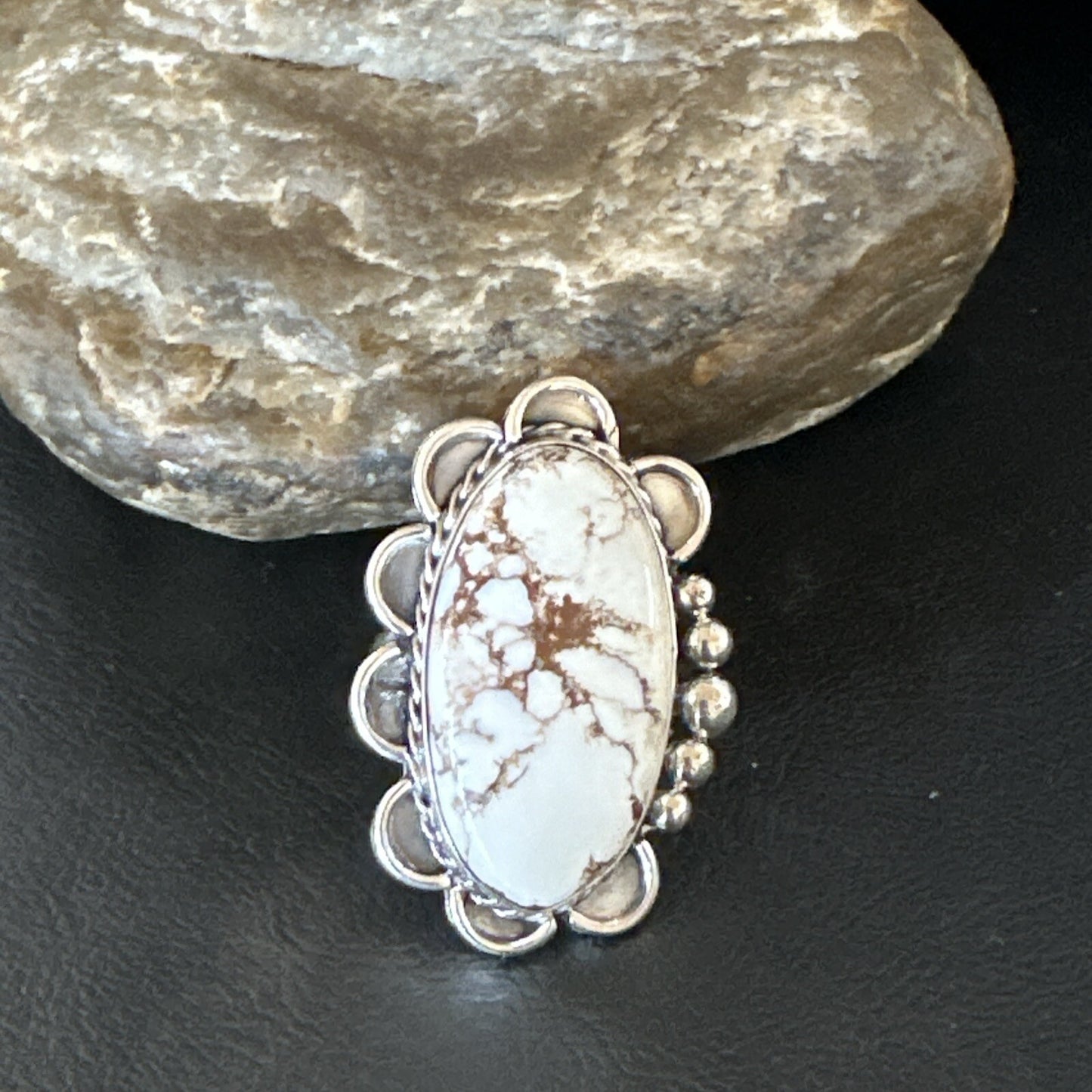 Mens Womens Wild Horse Turquoise Navajo Sterling Silver Ring Size 8 18009